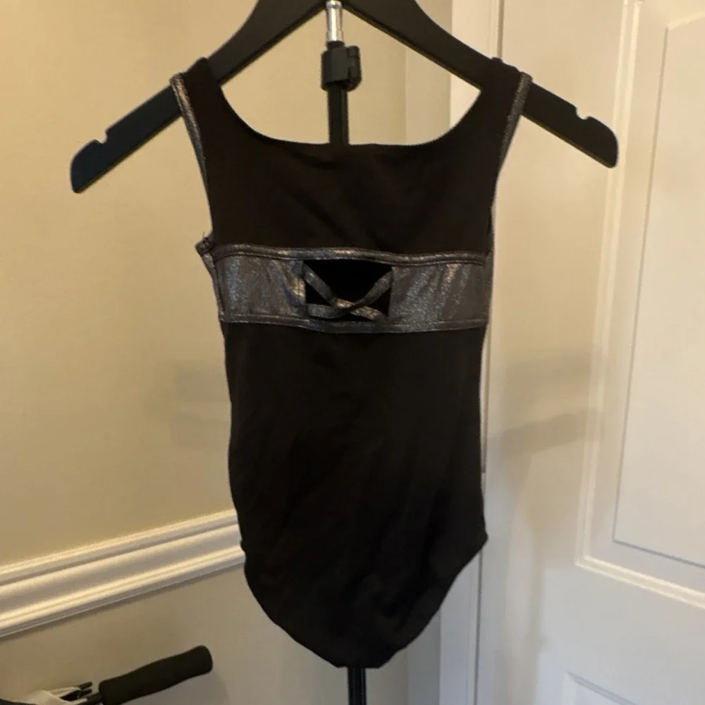 Capezio Future Star Sleeveless Gymnastics Leotard Black Silver FS6568C Girls S